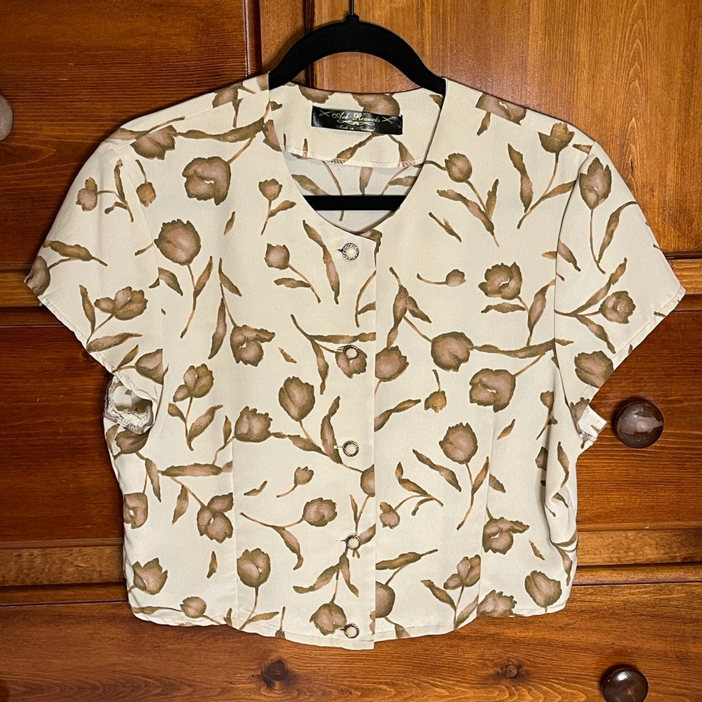 Ark Reworks button up crop top blouse